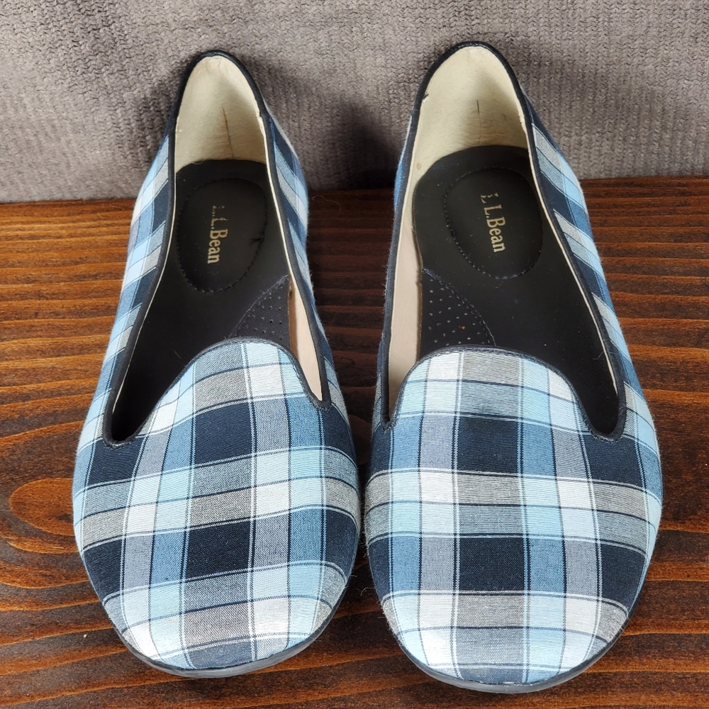LL Bean plaid slip-on flats